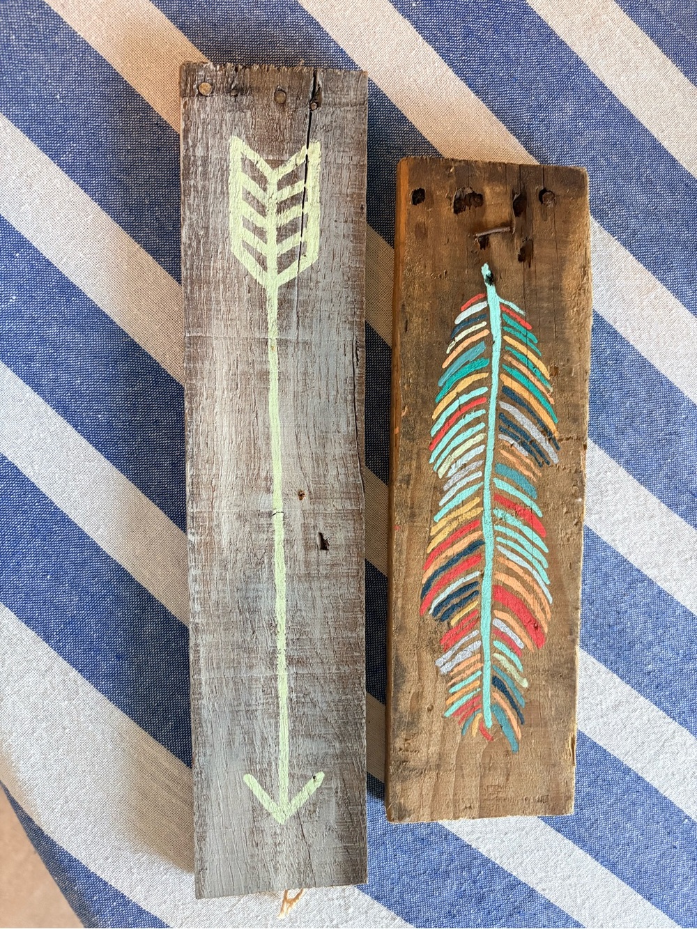 Hand-Painted Wooden Arrow & Feather Wall Art - Multi-Color - Picture 6 of 6